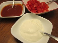 Greek yogurt, taco sauce & fresh, plump, Roma tomatoes.
