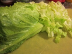 Romaine lettuce. Serrated edge knife. Happiness!